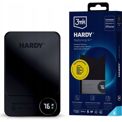 Accessoires - Batterie externe 3mk hardy MagSynergy Ni+ 5 000 mAh 22,5 W USB 1C1L - Noir (1/5)