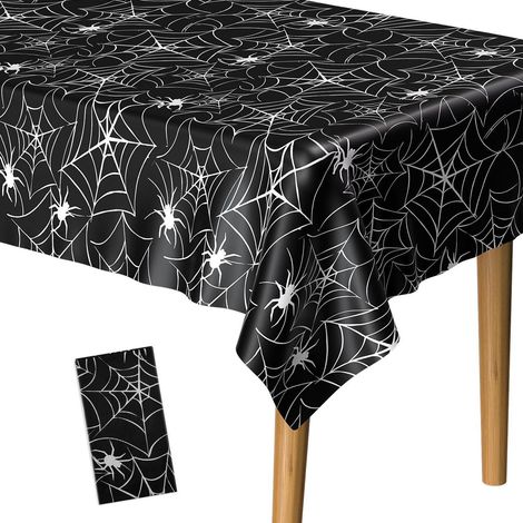 Halloween-Tischdecke Spinnennetz 137x274 cm Schwarz für Partydekoration
