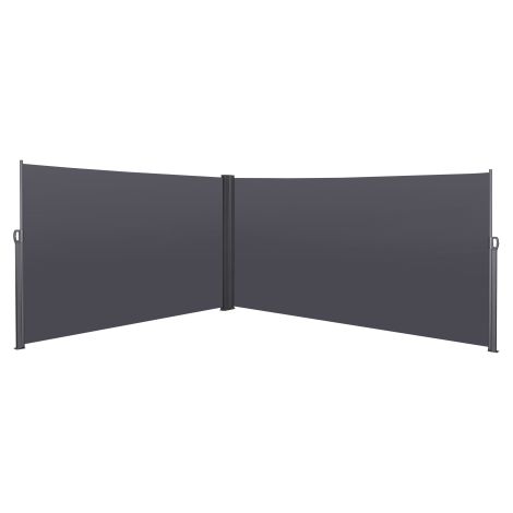 Ombrello laterale estensibile per balcone, giardino e patio, offre privacy, protezione dal vento, acqua e sole. Dimensioni: 180 × 600 cm, colore grigio.