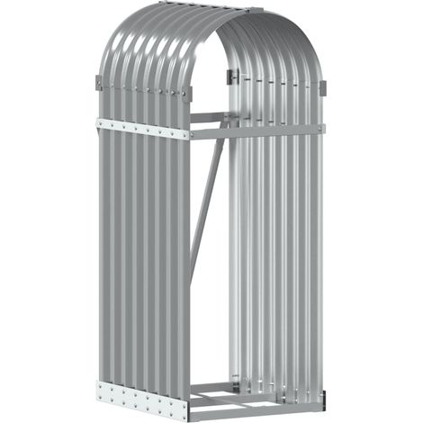 Porte-bûches  Portant de bois de chauffage gris clair 40x45x100 cm acier galvanisé CFW18477 (1/5)