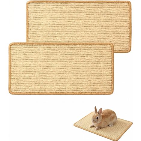Set of 2 rabbit mats, 20 x 40 cm, self-adhesive sisal mat, rabbit accessories, rabbit toy, ideal for scratching, biting, sleeping, nesting, wall mat for cats. (1/5)