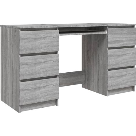 Escritorio Sonoma estación de trabajo para ordenador mueble de ordenador mesa de estudio 140 x 50 x 77 cm madera de ingeniería gris 020023960 (1/5)