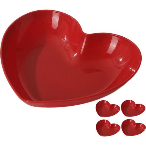 pi ces Lot de Assiettes Reutilisables Forme Coeur Rouge (1/5)