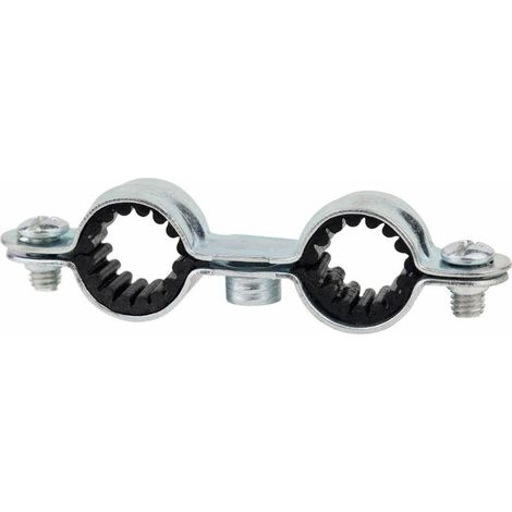 Colliers double isophonique M7 zingué – Pour tubes de 26 à 28 mm – Charge max 25 kg – Caoutchouc EPDM pour isolation sonore (1/4)