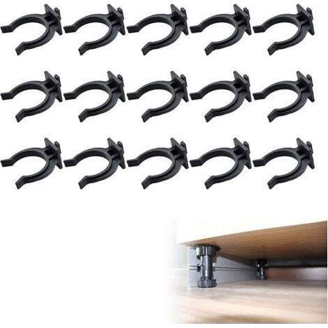 Badezimmer-Wandclips, Küchen-Fußleistenclips, Befestigungsmaterial, Sockelleisten-Befestigungsclips, Sockelleistenclips, Küchen-Fußleisten, Sockelleistenclips, 15 Stück, Schwarz (1/5)