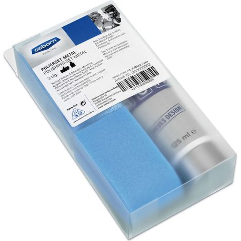 Kit de polissage de métaux OSBORN 3 pièces avec pâte à polir, éponge et chiffon pour les mains (1/2)