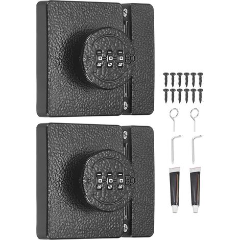 2Pcs Verrou Combiné Barn Door Avec Code Verrou Mécanique Noir (1/5)