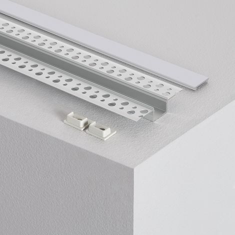 Aluminiumprofil Gipseinbau für LED Streifen bis 15mm Aluminium 2 m Weiß transluzent (1/4)