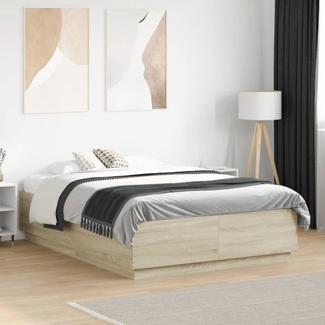 Bettgestell mit LED Sonoma-Eiche 120x190 cm Holzwerkstoff (1/5)