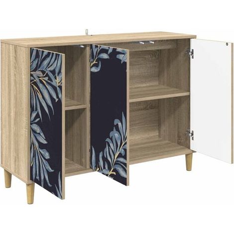 Buffet Bas Sonoma 102 x 33 x 75 cm en Bois d'Ingénierie, Meuble de Rangement Moderne avec Pieds, pour Salon ou Salle à Manger (1/5)
