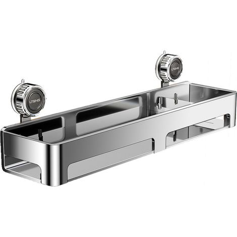 Étagère de salle de bain en acier inoxydable 20cm à ventouses, démontable, simple étage sans perçage (1/5)