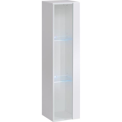 Vitrine suspendue – Blanc – Kollektion SWITCH – Glastür und LED inklusive – Kleines Modell (1/4)