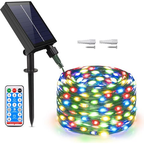 Guirlande lumineuse LED (RGB, 50 m), à énergie solaire, idéale pour la décoration de la maison, des fêtes et des vacances. (1/5)