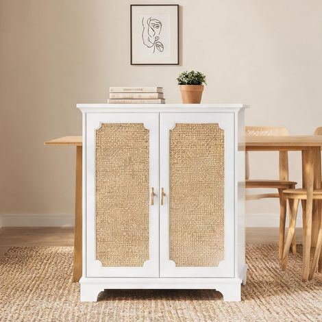 Buffet coloris blanc en mDF panneau de particules 80 x 38 x 86 cm (1/5)