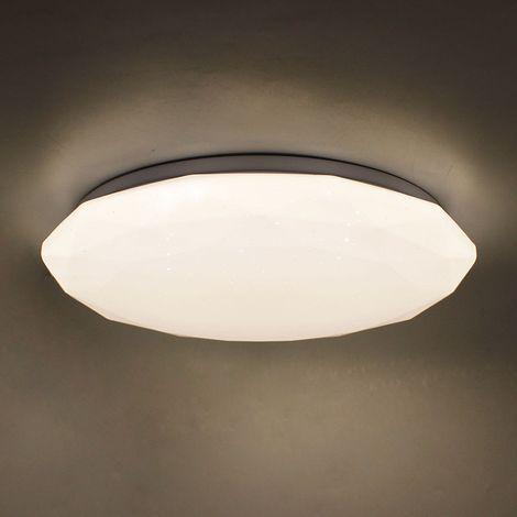 PLAFONIERA ROTONDA POLIGONALE A LED 48W EFFETTO STELLATO DIAMETRO 490 MM SILAMPLuce Neutra Naturale 4200k (1/5)