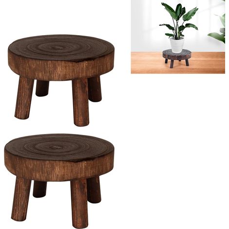 Filiyano-Lot de 2 présentoirs à fleurs vintage en bois, étagère pour plantes en pot (1/3)