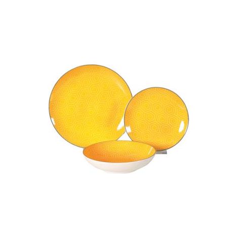 SERVIZIO DI PIATTI ESAGONO GIALLO IN PORCELLANA- - servizio contenente 18 piatti - 1 confezione XTRA