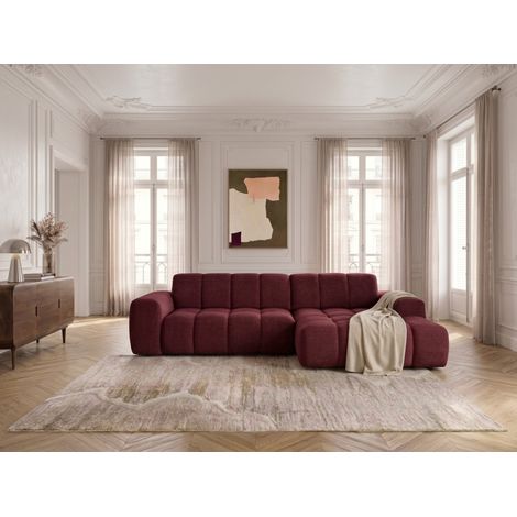 BOBOCHIC - Canapé d'angle convertible électrique avance-recule THEO tissu chenille Angle droit Rouge (1/5)