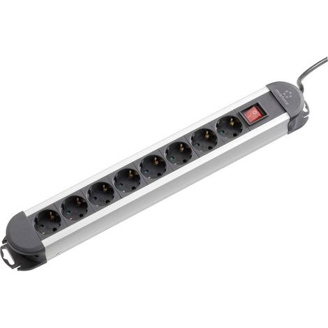 Renkforce 815A-CMB Multipresa con interruttore 8 scomparti Nero, Argento Schuko 1 pz.