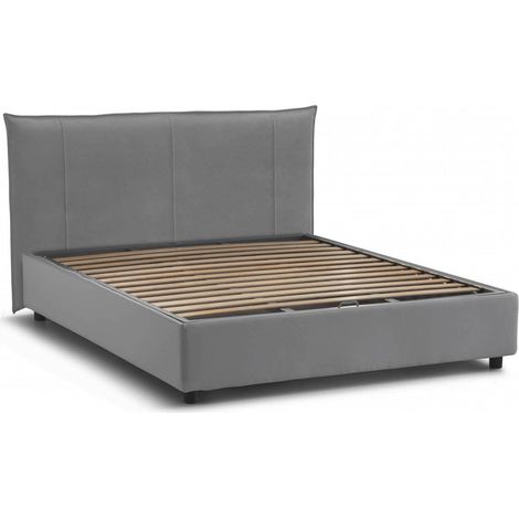 Talamo Italia Letto matrimoniale Stella, Letto contenitore con rivestimento in tessuto, 100% Made in Italy, Apertura frontale, adatto per materasso Cm 160x200, Grigio, con imballo rinforzato