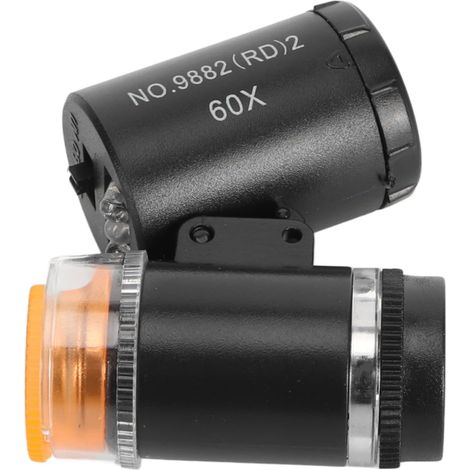 Mini Microscope Grossissant 60X avec Lumière LED UV, Loupe de Bijoutier de Poche Pliable, Détecteur de Devises UV pour Bijoux, Antiquités, Noir (1/5)