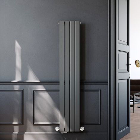ELEGANT Steel Vertical Radiator Modern Bathroom Flat Panel Radiator Central Heating Rad, 1600x300mm Anthracite Single (1/5)