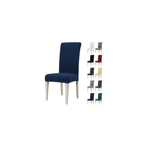 Housse de chaise extensible lavable – Tissu jacquard respirant – S'adapte à chaises 35-54 cm – Lot de 4 pièces bleu (1/5)