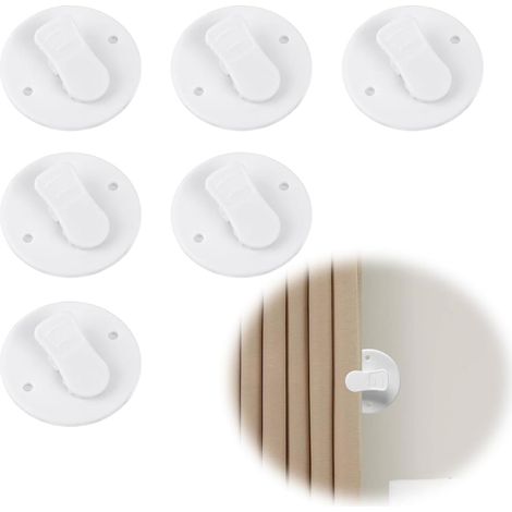 Set di 4 clip per tenda da doccia, clip paraspruzzi, clip autoadesive per tenda da doccia, antivento, bianche (1/5)