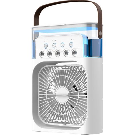 Mini climatiseur portable avec ventilateur, humidificateur et lumière LED multicolore 3 en 1-AquaForge