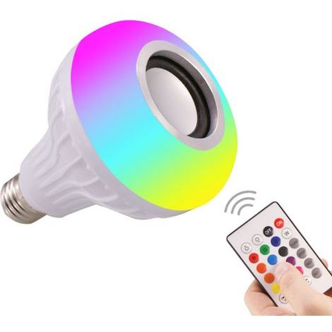 LED Light Bulb Bluetooth Speaker 6W RGB Changing Lamp Wireless Stereo Audio with Remote Control (1/4)