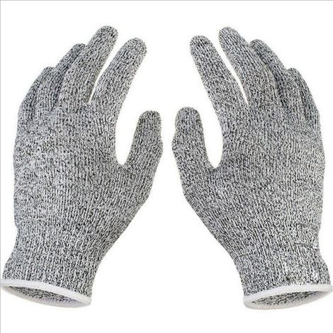 Gants anti-coupures de sécurité de niveau 5, résistants aux coupures et aux perforations, en fil d'acier inoxydable et maille métallique, pour la cuisine et la boucherie, taille M (22 cm) (1/5)