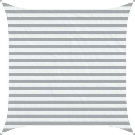 Voile d'ombrage gris clair et blanc, 2,5 m x 2,5 m (1/5)