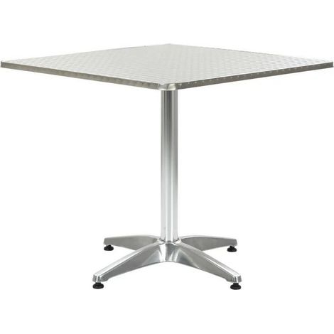 Table de jardin carrée métal argenté Alcie 80cm 2 (1/2)