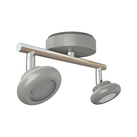 Plafonnier barre 2 spots LED 2X5.3W métal gris orientable L224mm 3000K 345lm 230V grand angle IP20 PUUK Light Topps LT23387