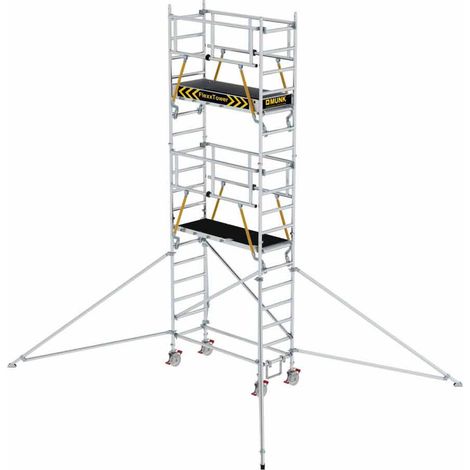 MUNK Rollgerüst FlexxTower SGX ergo mit klappbaren Dreieckauslegern und Schwenkfuß Plattformgröße 1,80x0,60m Arbeitshöhe 6,47m
