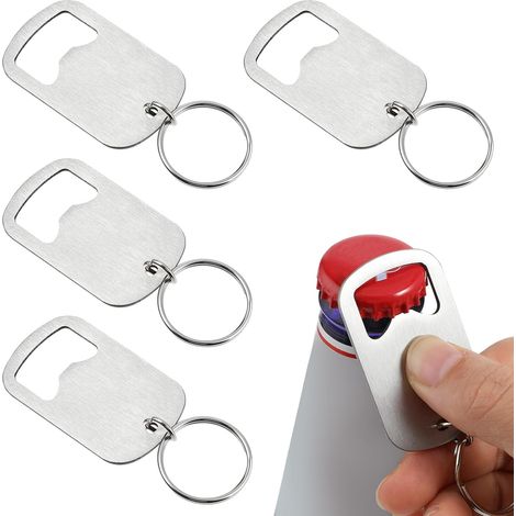 Sollbry Set mit 4 Flaschenöffner-Schlüsselanhängern aus Edelstahl, Bierflaschenöffner, kleiner Flaschenöffner, praktischer Schlüsselanhänger für Bierdosen, Küche, Bar, Restaurant, Geschenk (1/5)