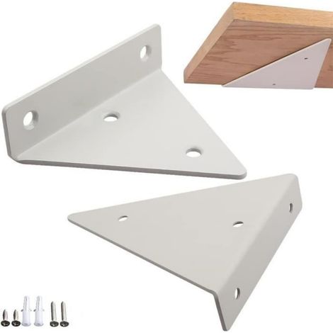 Support d'étagère - Triangle en Métal - Flottant - 2 pièces - Blanc Mat (1/3)