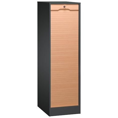Classeur à rideau bois hauteur 140 cm anthracite-hêtre - Maxiburo