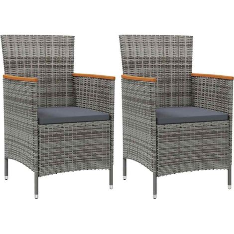 vidaXL Sillas de comedor de jardín 2 unidades ratán sintético gris (1/5)