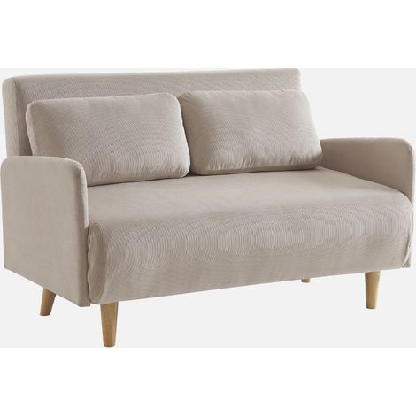 Divano letto in velluto a coste con gambe in legno, 2 posti (1/5)