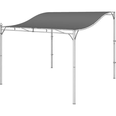 Toiture de remplacement pour pergola, protection solaire pour toit de terrasse, bâche de remplacement pour pavillon de 3 x 3 m, 298 x 293 cm, gris foncé