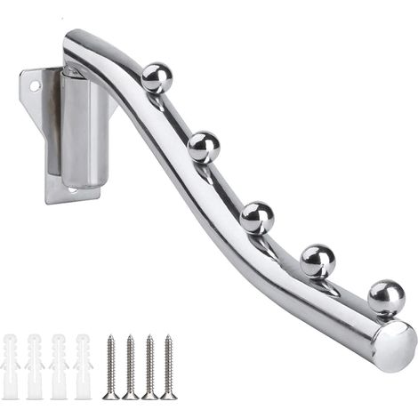 Folding Wall Hanger, Wall Folding Coat Rack, Wall Mounted Clothes Hanger, 180° Rotation Clothes Rack, Foldable, Wall Mounted Clothes Rack for Balconies, Bathrooms, Laundry Rooms, Bedrooms, Living