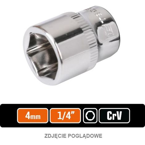 Llave de vaso 1/4" hexagonal 4 mm / teger (1/2)