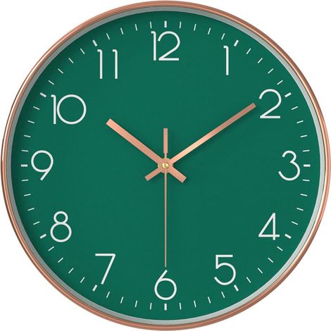 Horloge murale moderne pour enfant - Sans bruit de tic-tac - 30 cm - Fonctionne avec piles - Pour bureau, salle de classe, salon, chambre à coucher (vert) (1/4)