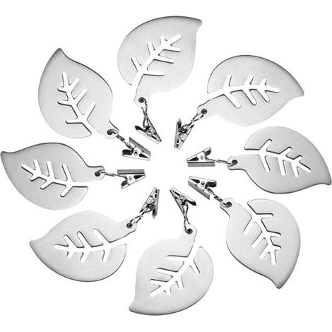 Pesas para manteles, Pinzas para manteles de acero inoxidable con forma de hoja, Juego de 8 piezas, pesas para manteles de acero inoxidable (1/5)