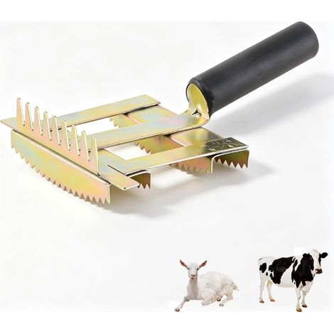Etrille Cheval, Peigne de Rejet de Bétail, Brosse à Poils de Taureau de Vache de Bétail Brosse à Dents de Râteau de sous-Poil en Métal 2 Côtés pour Chevaux de Vache Chèvre Gros Chiens (1/5)