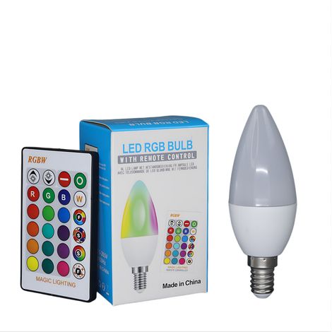 Lot de 4 Ampoules Bougie LED Intelligentes RGBW E14 5W avec Télécommande, Dimmable 85-265V (1/5)
