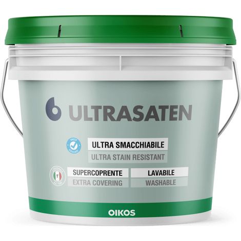 Smalto murale ultra smacchiabile Oikos Ultrasaten lucido bianco lt. 1