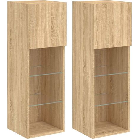 Maison Exclusive - TV skříňky s LED osvětlením 2 ks dub sonoma 30,5 x 30 x 90 cm (1/5)