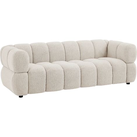 Canapé 3 places en tissu texturé beige PAVIRA (1/5)